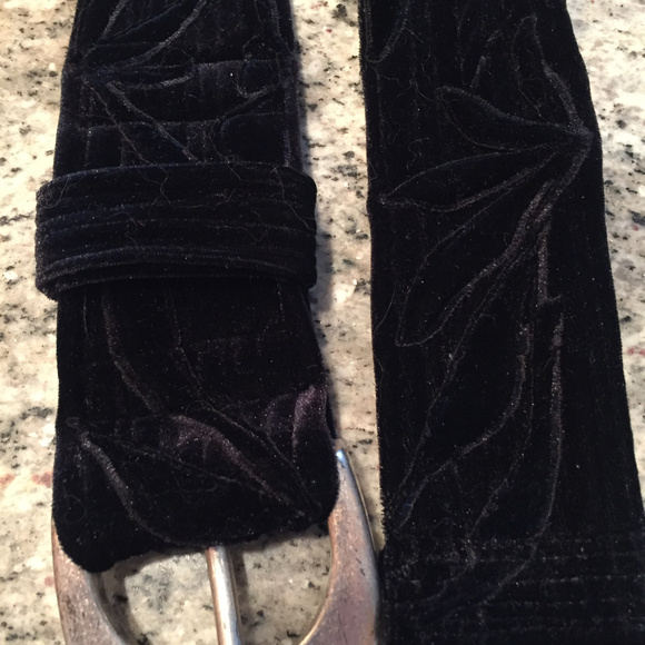 NEW Black Velvet Belt, Silver buckle